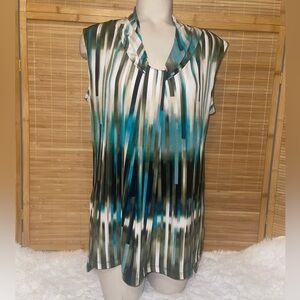 Dana Buchman knot front sleeveless blouse abstract print woman’s large